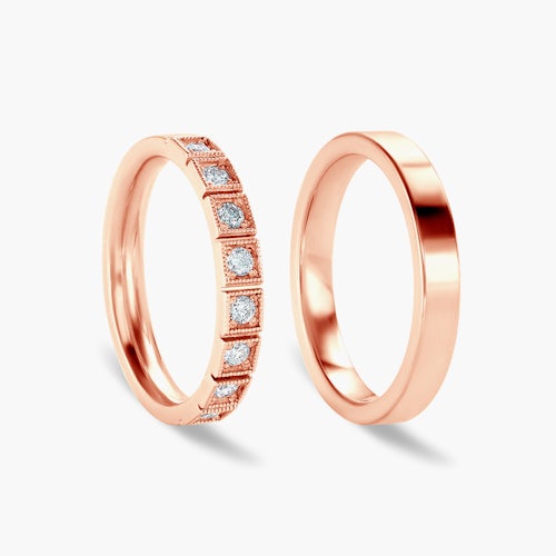 Obrączki ślubne: różowe złoto, płaskie, 3 mm